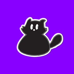 Cute Hand Drawn Black Cat Vector Illustration