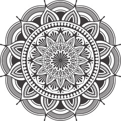 Laser cutting mandala black white for coloring book flower pattern