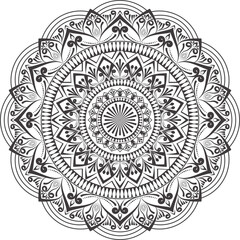 Mandala vector illustration in black and white for coloring book flower pattern