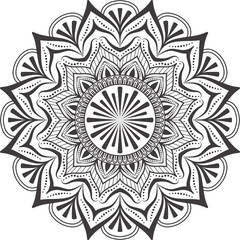 Mandala vector illustration in black and white for coloring book flower pattern