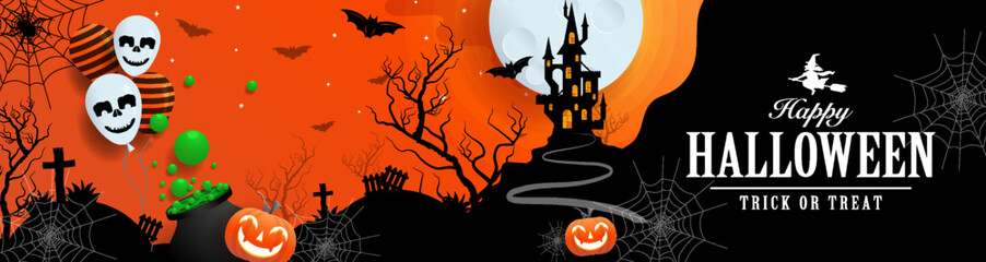 Happy halloween background template with pumpkin.
