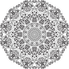 Abstract Pattern Of Mandala vector illustration in black and white for coloring book flower pattern