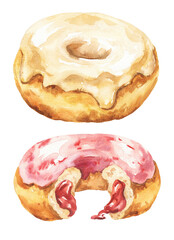 Set of donuts. Delicious dessert illustration.