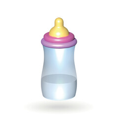Feeding bottle isolated vector 3d icon. Feeding bottle 3d illustration.
