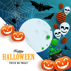 Happy halloween background template with pumpkin.
