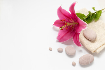 spa background with pink lily