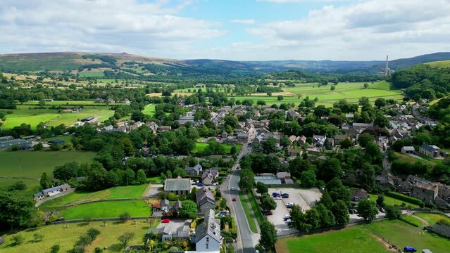 Village of Castleton in the Peak District National Park - aerial view - drone photography