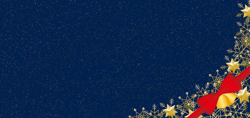 雪の結晶　フレーム　ゴールド　背景　青　ダスト（金色）