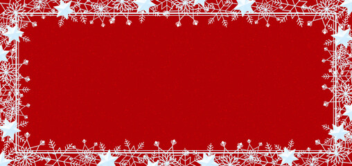 雪の結晶　フレーム　水色　背景　赤　ダスト（赤）