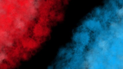 Double smoked light effect blue and red on dark background. Dual tone backdrop 