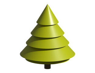 Christmas tree holiday decoration. 3D rendering abstract fir for new year celebration.