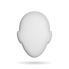 3d rendering face icon. Illustration with shadow isolated on white.