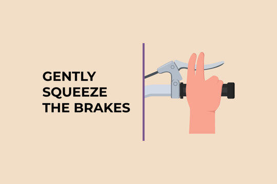 Gently Squeeze The Brakes While Descending. Bicycle Concept. Flat Vector Illustrations Isolated. 