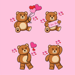 a set of Illustrations Iteddy bear, eps file 10