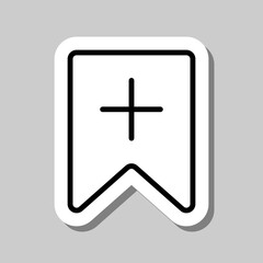 Bookmark, add simple icon vector. Flat design. Sticker with shadow on gray background.ai