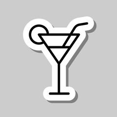 Cocktail glass simple icon vector. Flat design. Sticker with shadow on gray background.ai