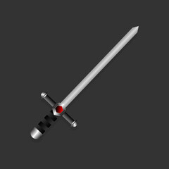 Sword designs, metal sword. Vector realistic straight swords. European straight swords, Asian straight swords.