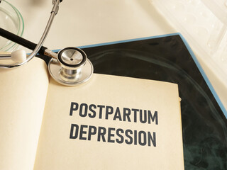 Postpartum depression is shown using the text