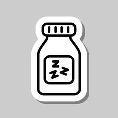 Sleeping pills simple icon vector. Flat design. Sticker with shadow on gray background