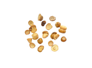 porcini mushrooms boiled in water isolated on a white background