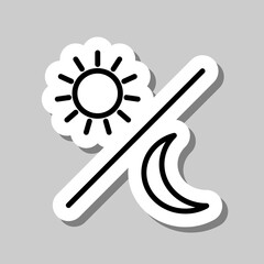 Sun moon simple icon vector. Flat design. Sticker with shadow on gray background.ai