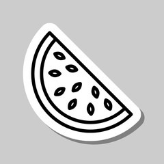 Watermelon half slice simple icon vector. Flat design. Sticker with shadow on gray background.ai