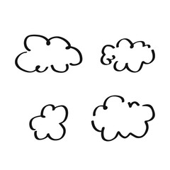 Obraz premium Clouds icon logo sign Scribble template Hand drawn ink sketch Doodle cute design Cartoon children's style Fashion print clothes apparel greeting invitation card cover flyer poster banner background ad