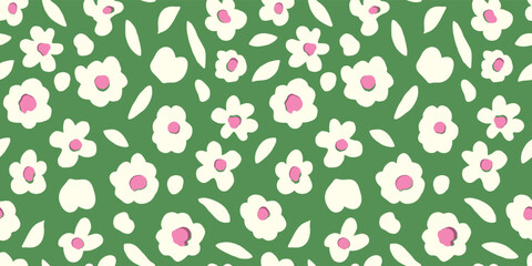 Floral illustration background. Seamless pattern.Vector. 花のイラストパターン