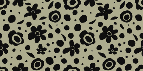 Fototapeta premium Floral illustration background. Seamless pattern.Vector. 花のイラストパターン