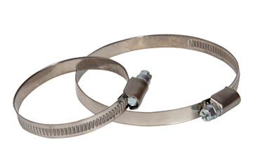 Metalic construction stainless ring clamp isolated on the white background