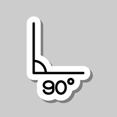 Obraz premium 90 degrees angle simple icon vector. Flat design. Sticker with shadow on gray background.ai