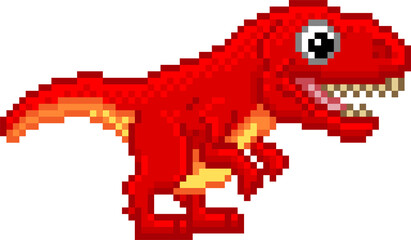 Pixel Art T Rex Cartoon Dinosaur