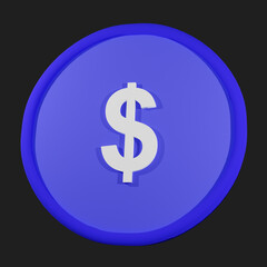 Obraz premium 3d render dollar coin blue and white for business