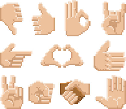 Pixel Art Hand Icons