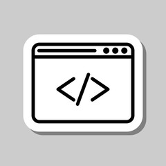 Browser, coding simple icon vector. Flat design. Sticker with shadow on gray background.ai