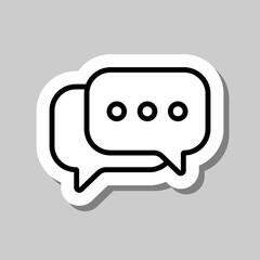 Chat, comment, speech bubble simple icon vector. Flat design. Sticker with shadow on gray background