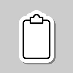 Clipboard, empty simple icon vector. Flat design. Sticker with shadow on gray background