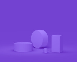 Abstract 3d purple violet platform minimal studio background.