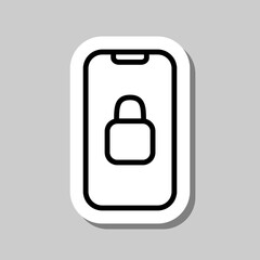 Mobile phone with lock simple icon vector. Flat design. Sticker with shadow on gray background.ai