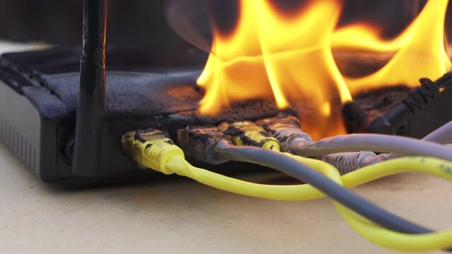 Burning Internet cable due to high congestion 