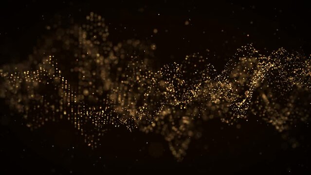 抽象的な金のパーティクル、ライン。ループ背景。