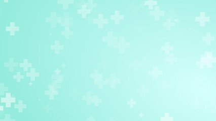 Abstract white blue green colors cross pattern healthcare background.