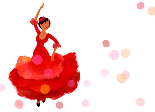 girl in red flamenco dress