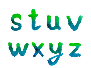 Green Blue Colorful Watercolor Alphabet