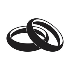 Wedding rings silhouette, vector drawing

