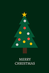 Merry christmas greeting cards with christmas tree. Modern and simple Xmas winter holiday card template.