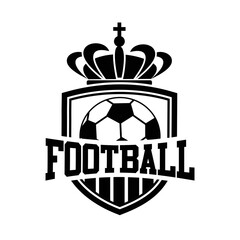 Football club logo with crown and ball for emblem, Soccer club. vector