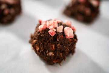 Chocolate cookies with peppermint chips