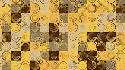 yellow, beige and brown geometric pattern, seamless wallpaper for tile, banner, tableclothe