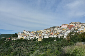 Obraz premium Panoramic view of CalItri, a picturesque village in the province of Avellino in Campania, Italy.